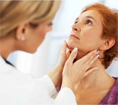 Female physician examining female patient