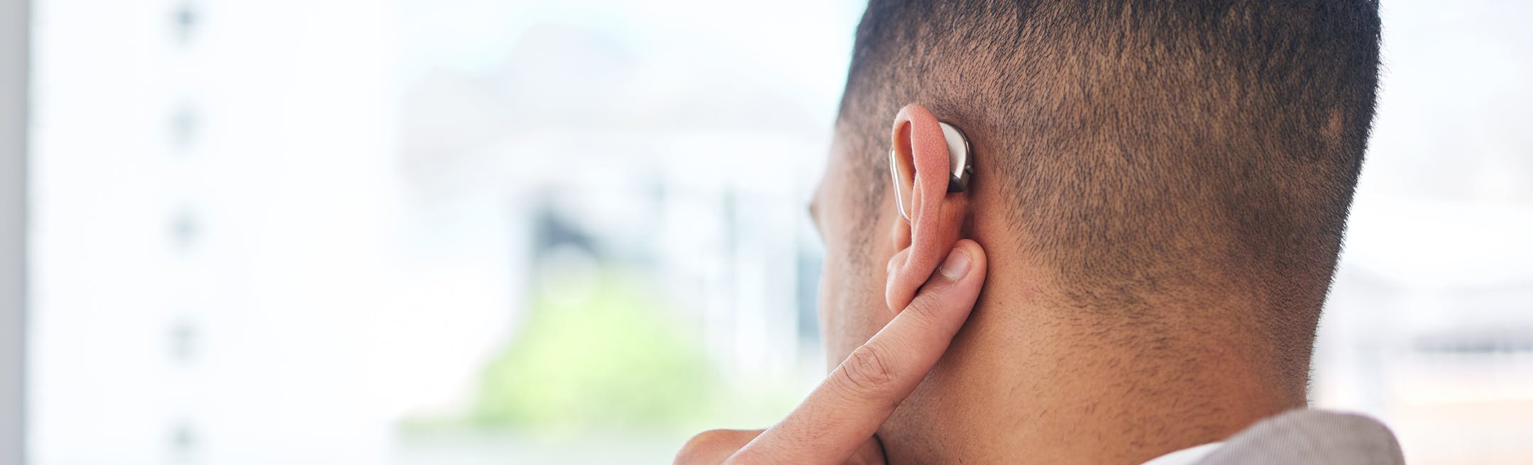 man wearing hearing aids