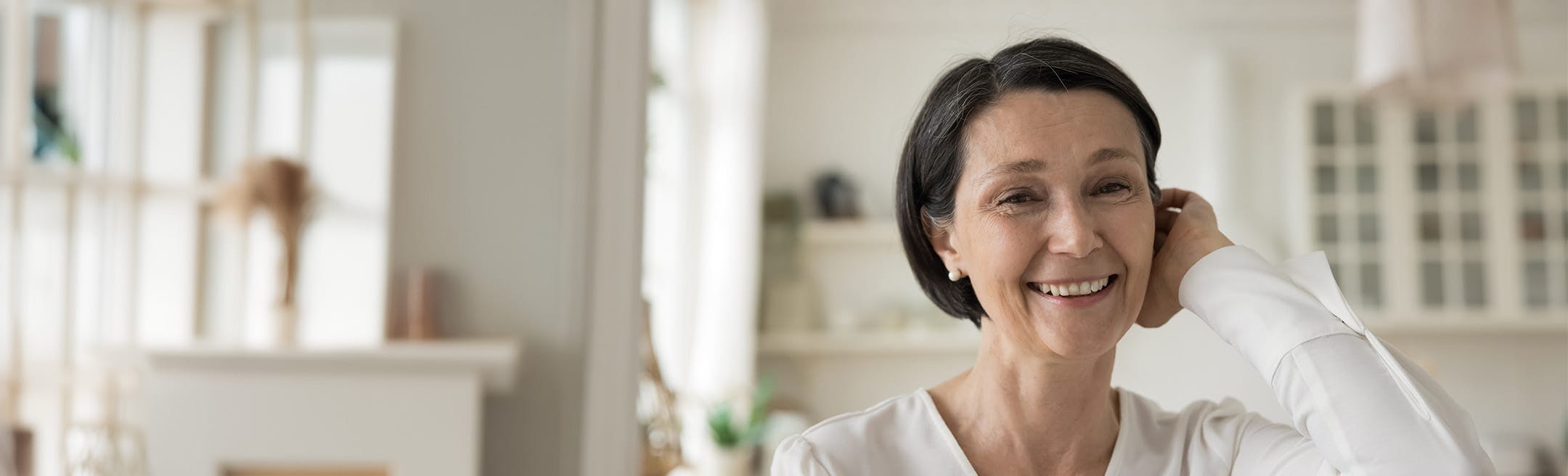 woman with very short dark hair
