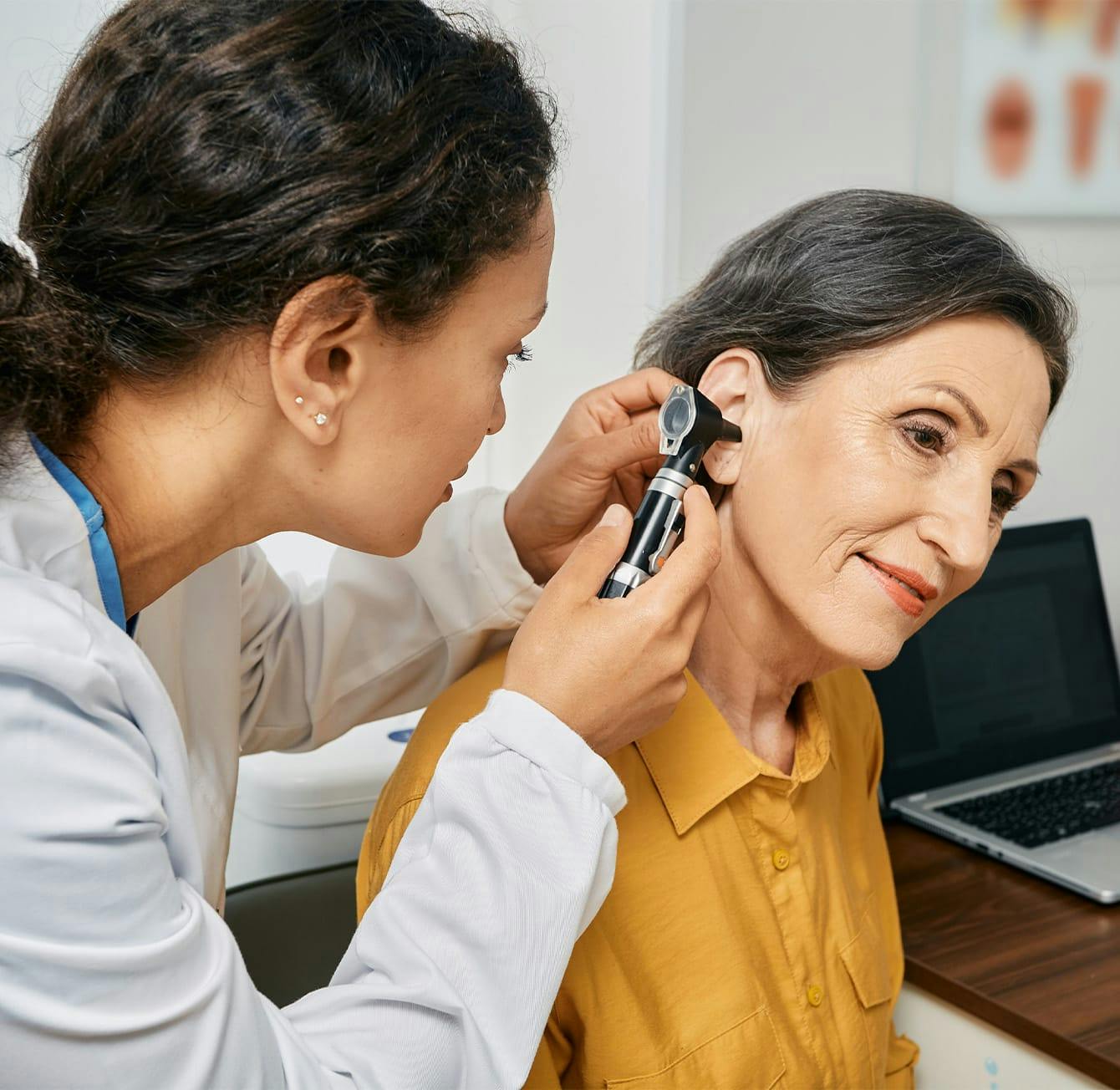 woman getting a hearing test