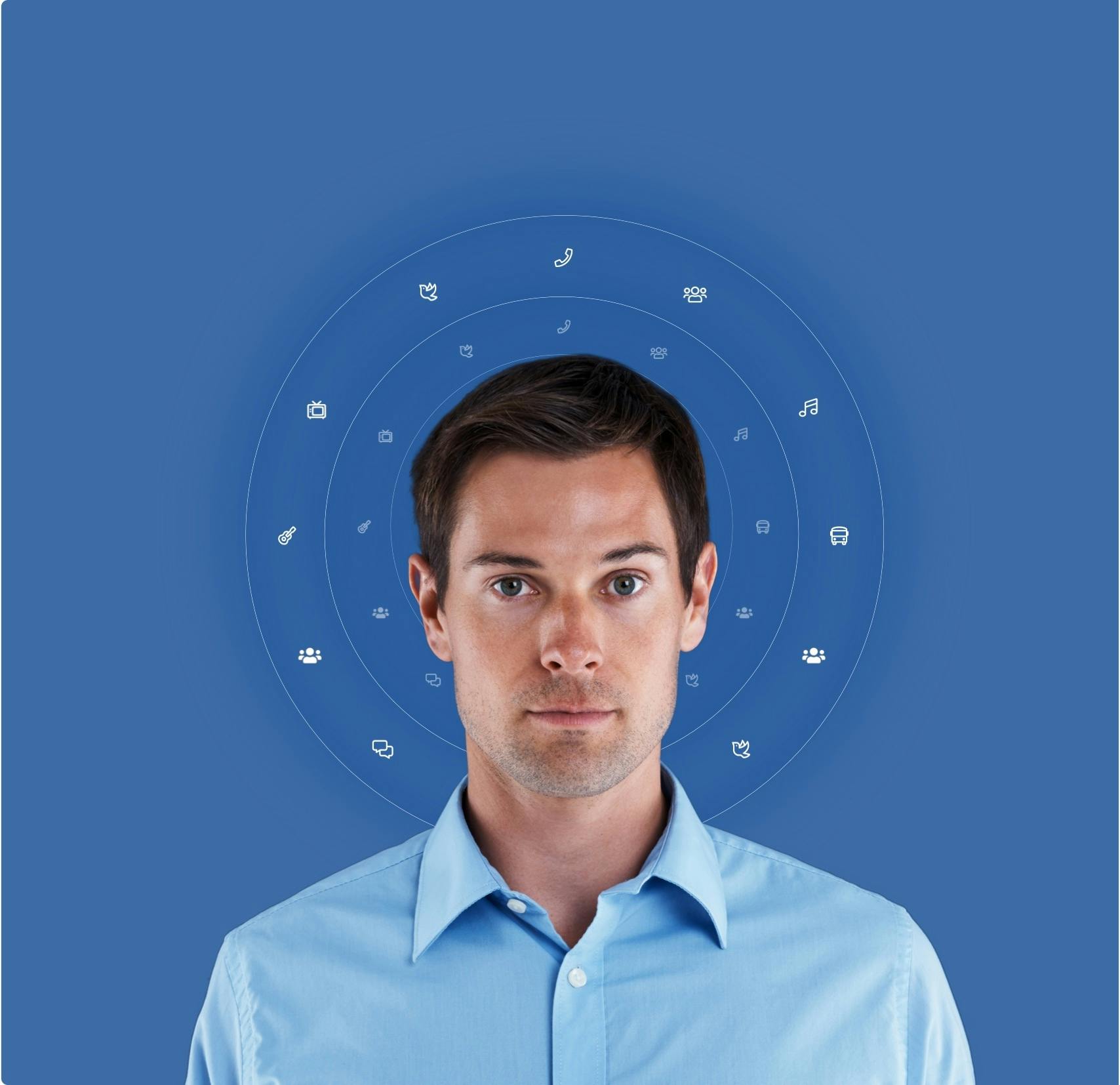 man in front of blue background illustration pt 3