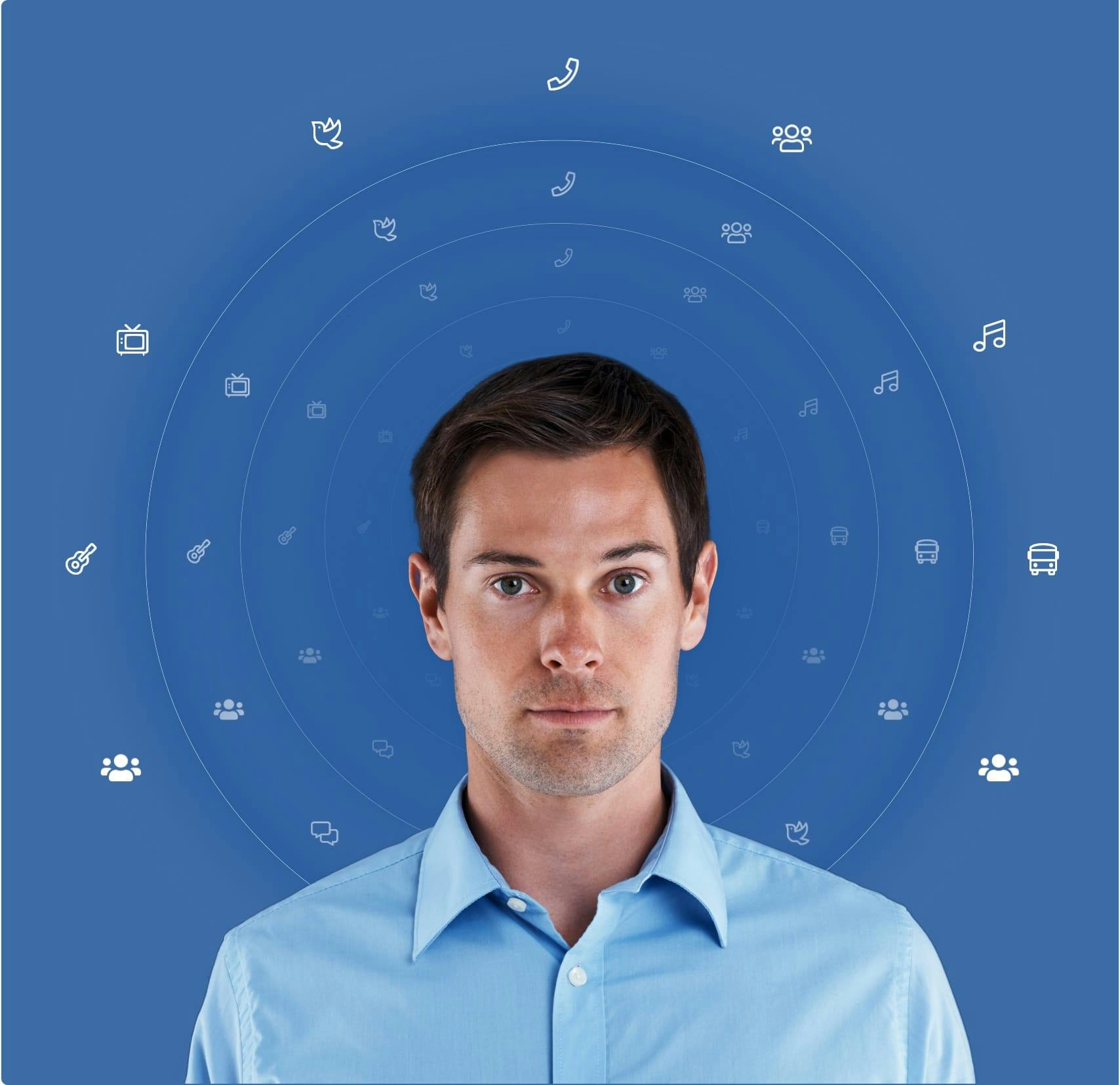 man in front of blue background illustration pt 4