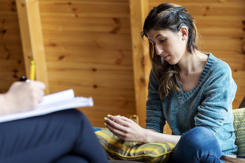woman with cochlear implant