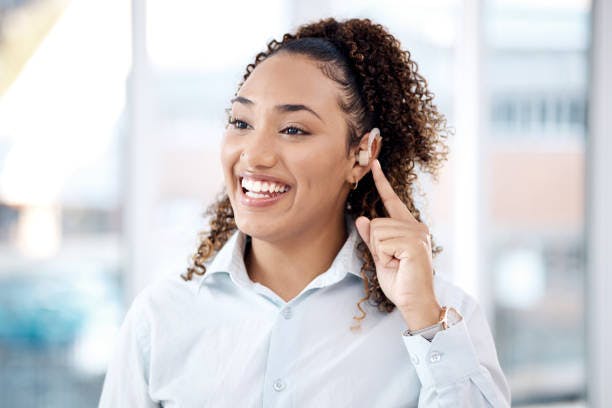 Woman with a Cochlear Implant