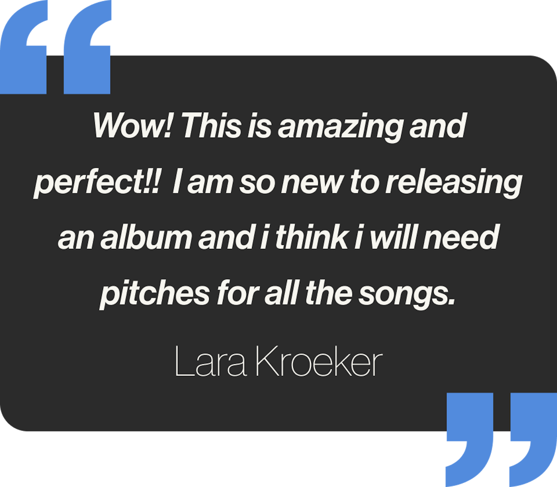 Wow! This is amazing and perfect!!  I am so new to releasing an album and i think i will need pitches for all the songs.