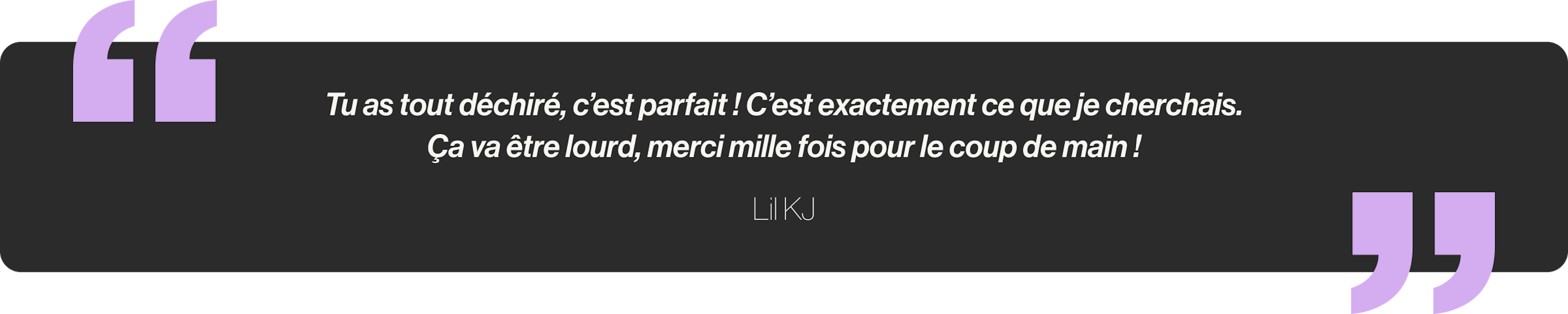Tu as tout déchiré, c’est parfait ! C’est exactement ce que je cherchais. Ça va être lourd, merci mille fois pour le coup de main !