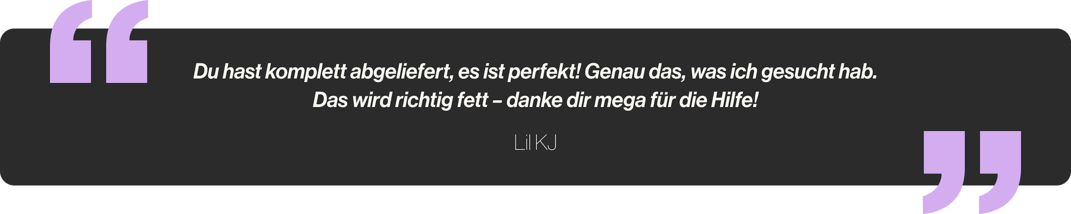 Du hast komplett abgeliefert, es ist perfekt! Genau das, was ich gesucht hab. Das wird richtig fett – danke dir mega für die Hilfe!