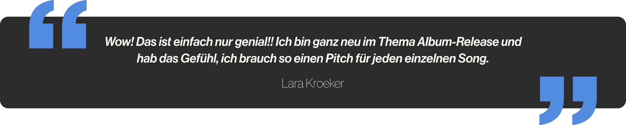 Wow! Das ist einfach nur genial!! Ich bin ganz neu im Thema Album-Release und hab das Gefühl, ich brauch so einen Pitch für jeden einzelnen Song.