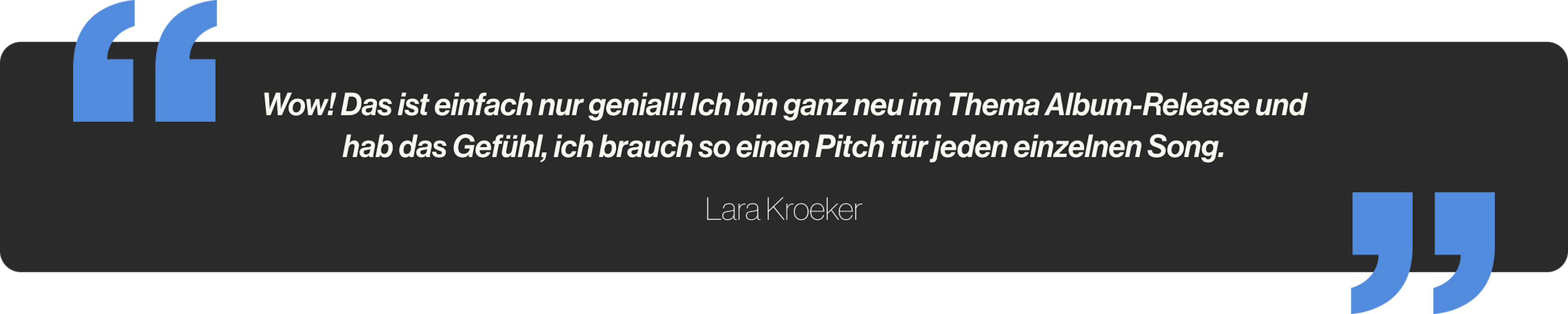 Wow! Das ist einfach nur genial!! Ich bin ganz neu im Thema Album-Release und hab das Gefühl, ich brauch so einen Pitch für jeden einzelnen Song.