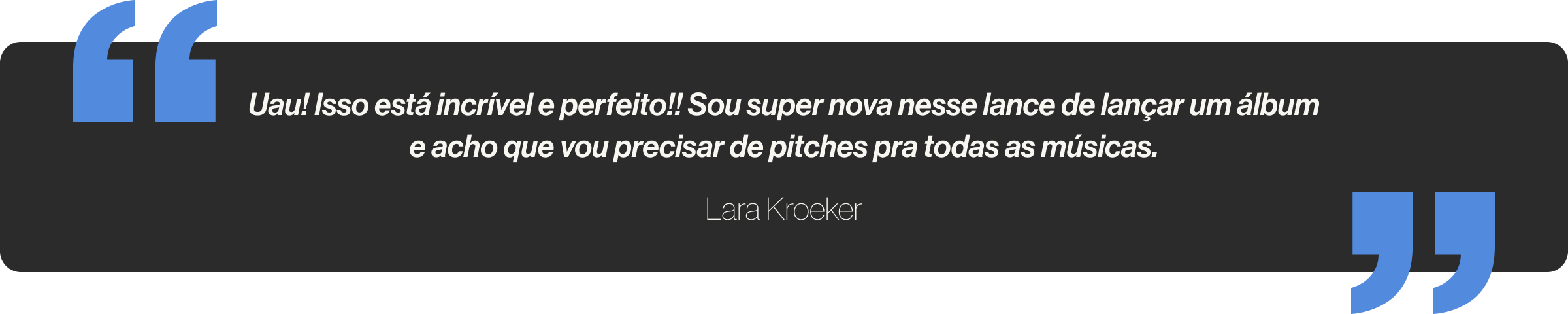 Uau! Isso está incrível e perfeito!! Sou super nova nesse lance de lançar um álbum e acho que vou precisar de pitches pra todas as músicas.