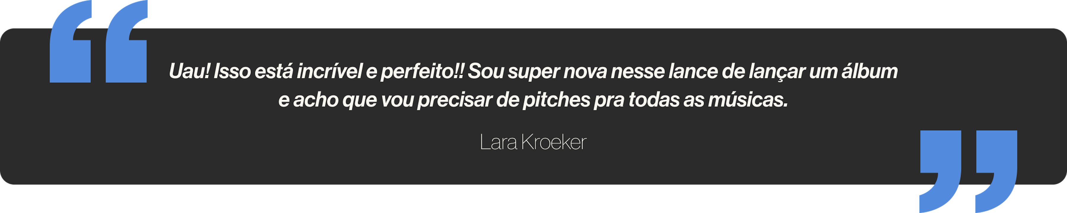 Uau! Isso está incrível e perfeito!! Sou super nova nesse lance de lançar um álbum e acho que vou precisar de pitches pra todas as músicas.