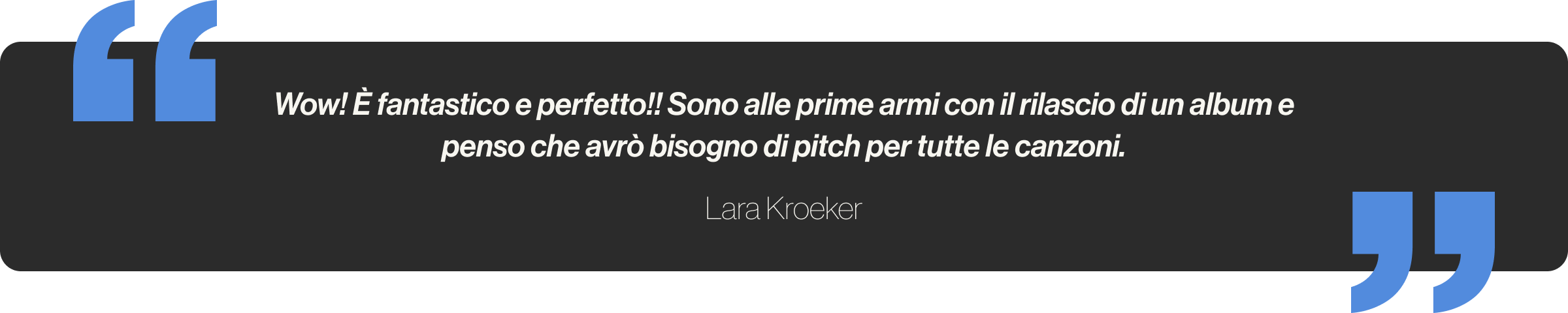 Wow! È fantastico e perfetto!! Sono alle prime armi con il rilascio di un album e penso che avrò bisogno di pitch per tutte le canzoni.