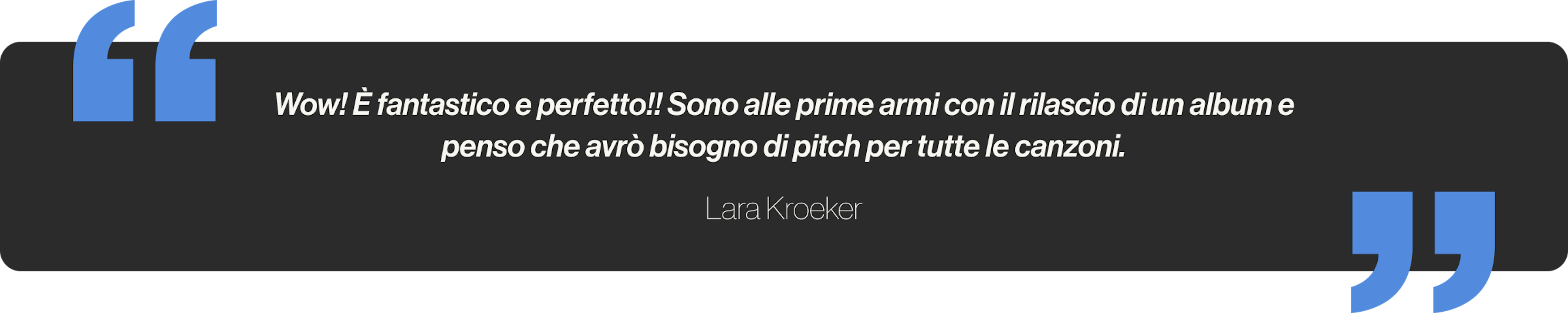 Wow! È fantastico e perfetto!! Sono alle prime armi con il rilascio di un album e penso che avrò bisogno di pitch per tutte le canzoni.