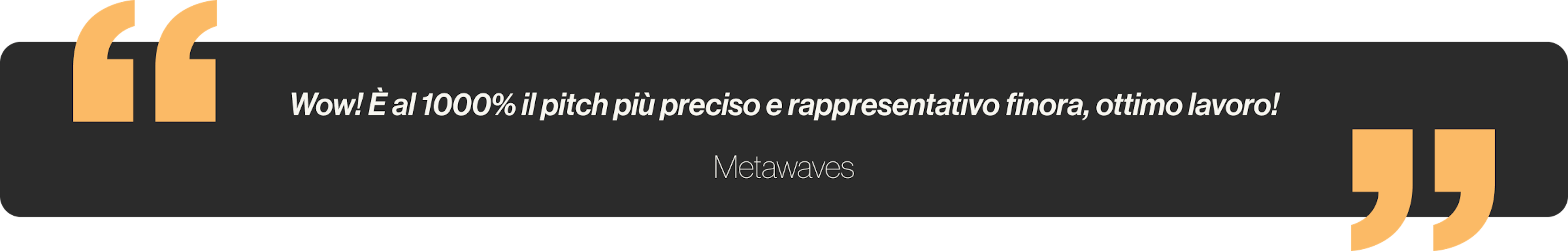 Wow! È al 1000% il pitch più preciso e rappresentativo finora, ottimo lavoro!