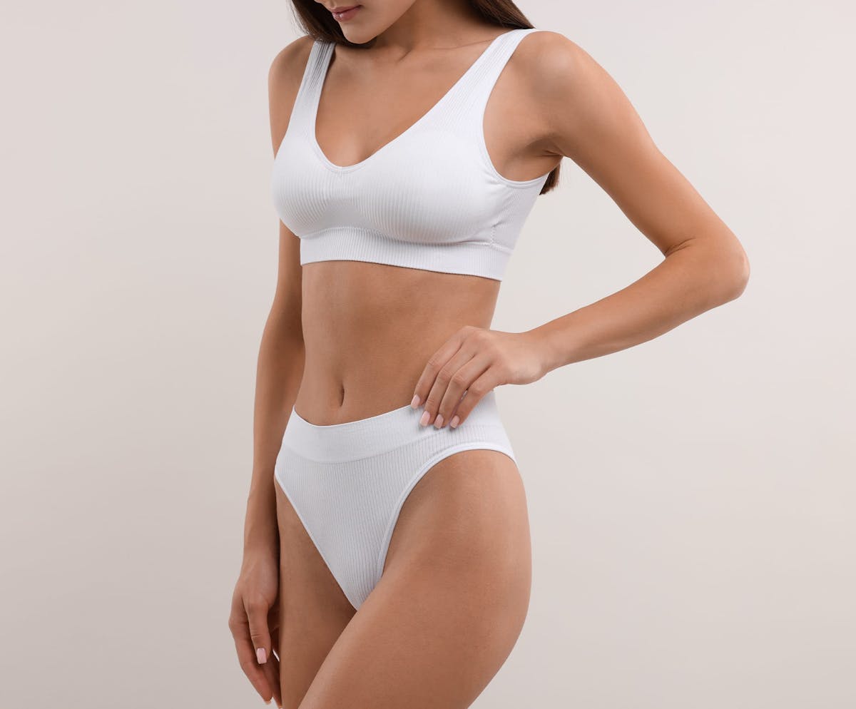 Woman in white undergarments