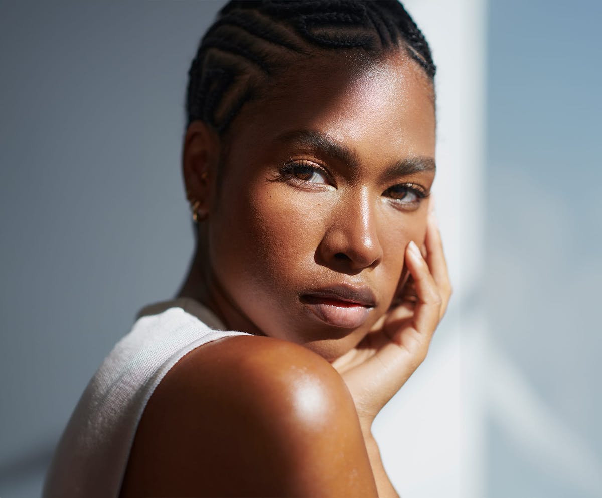 Woman looking over shoulder
