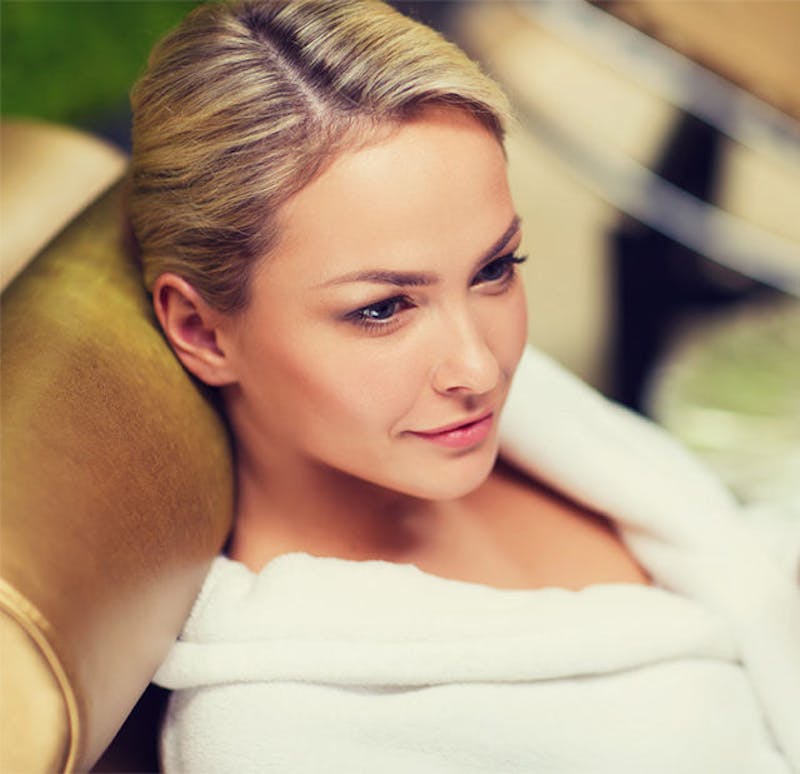 Woman with her hair pulled back