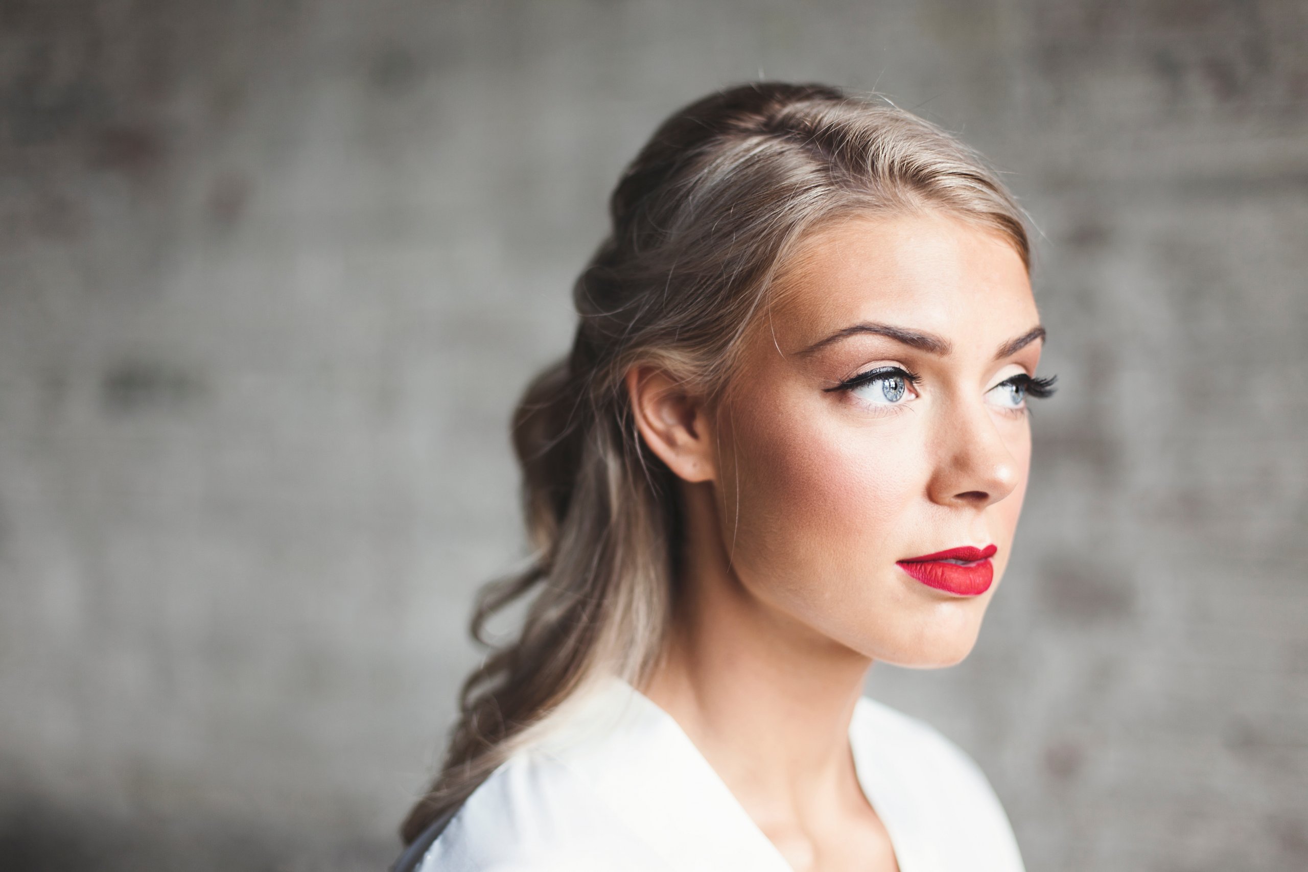 Woman with red lipstick