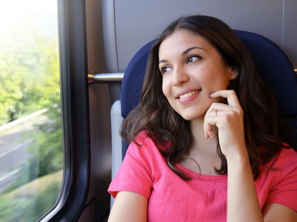 Woman on a train