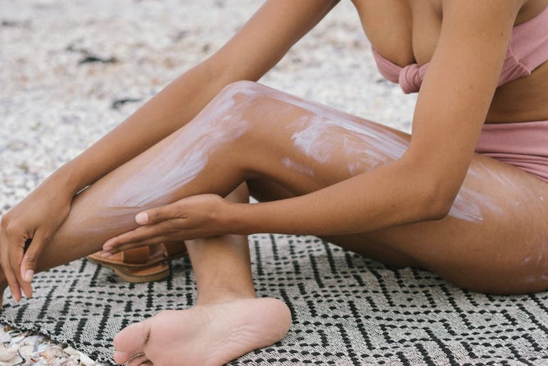 Woman using sun protection