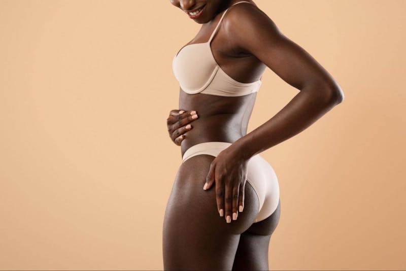 Woman in beige underwear