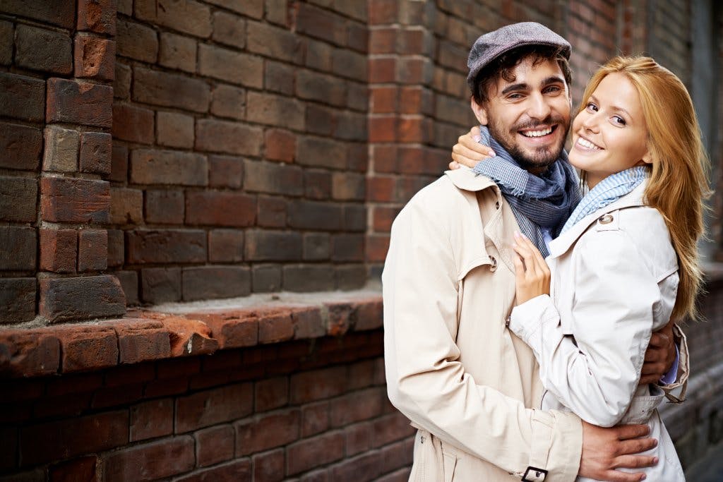 Couple smiling