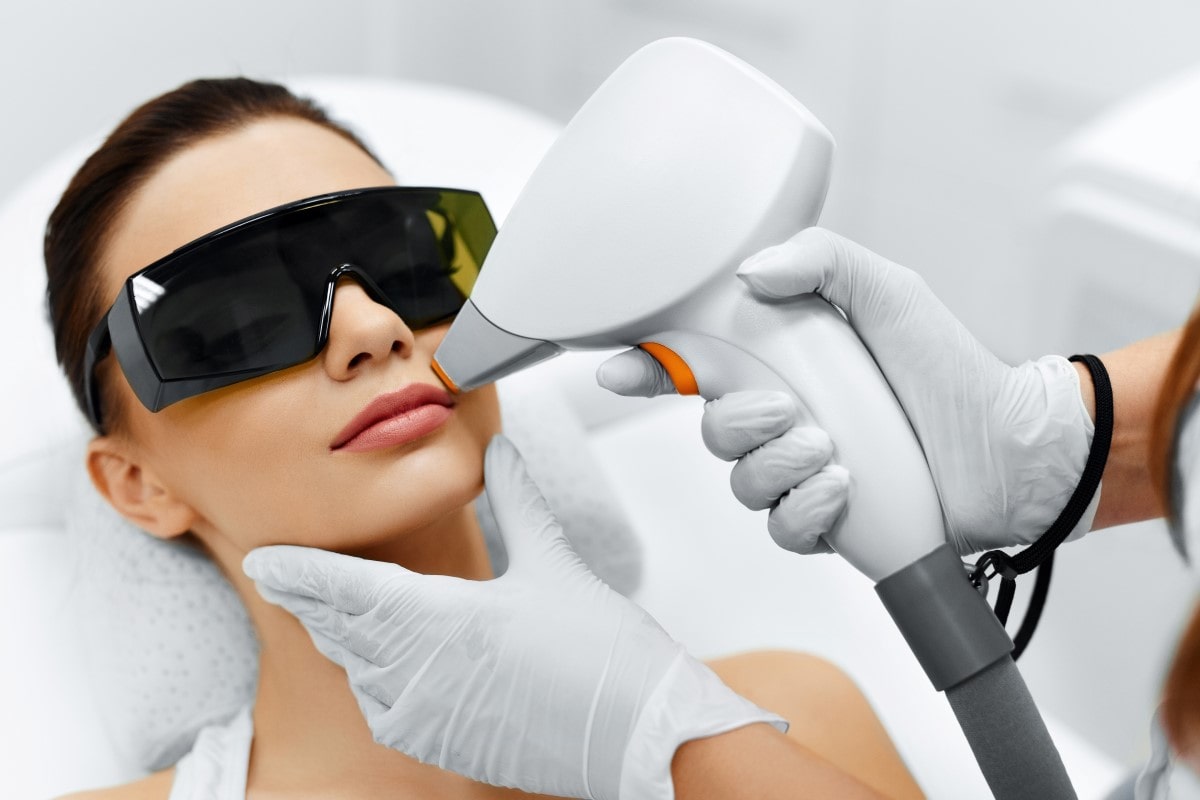 Person recieving facial treatment