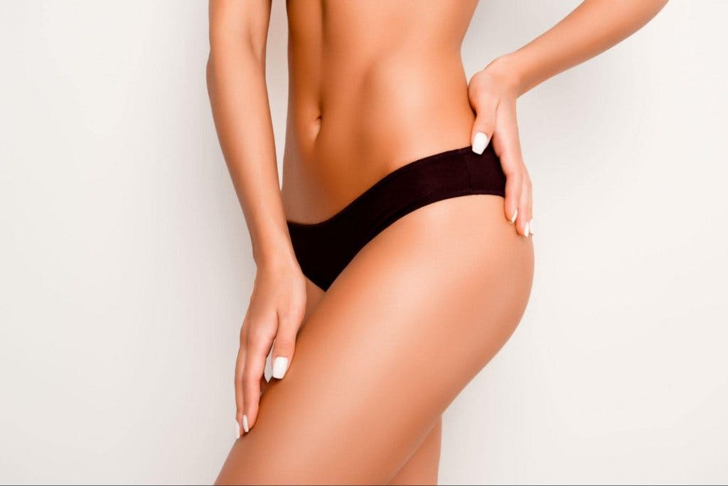 Woman in black underwear