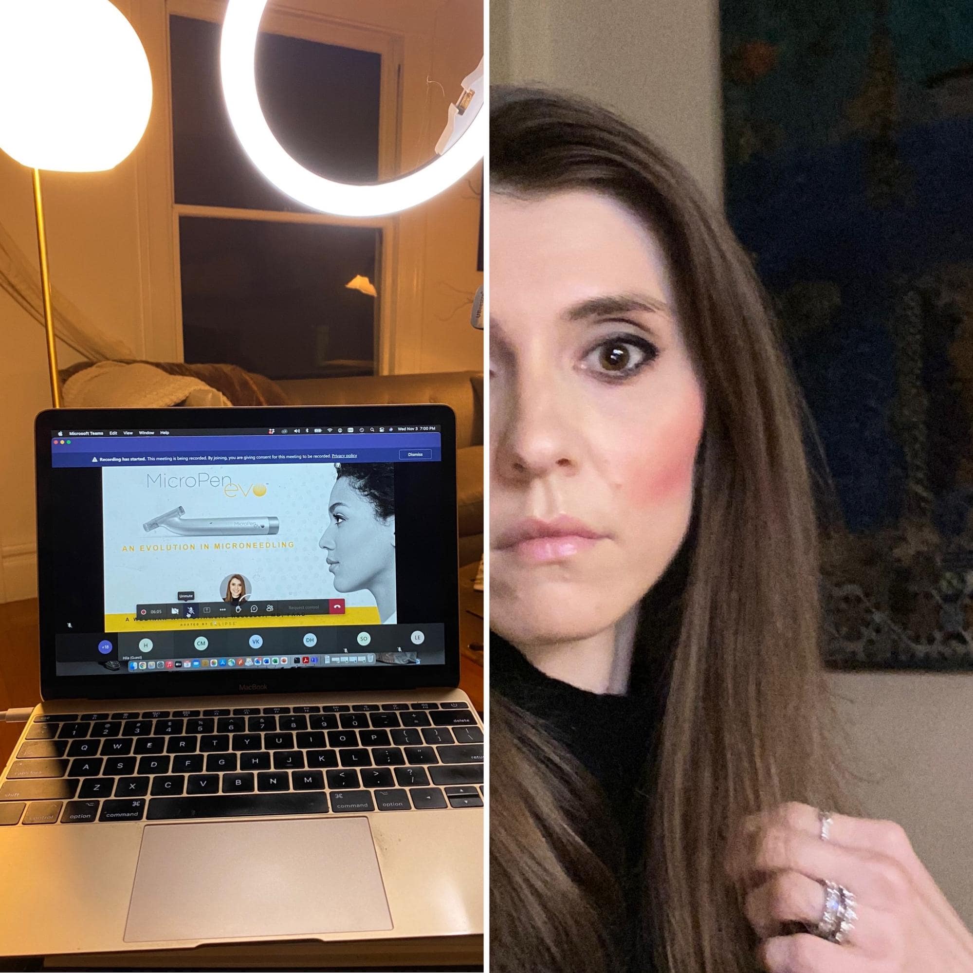 Woman showing laptop