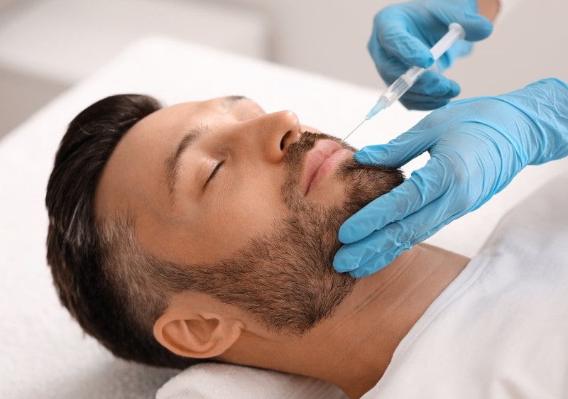 man getting dermal fillers