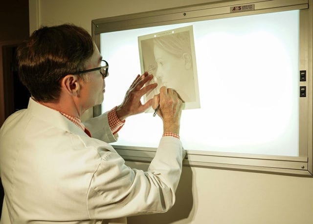 doctor looking at an image