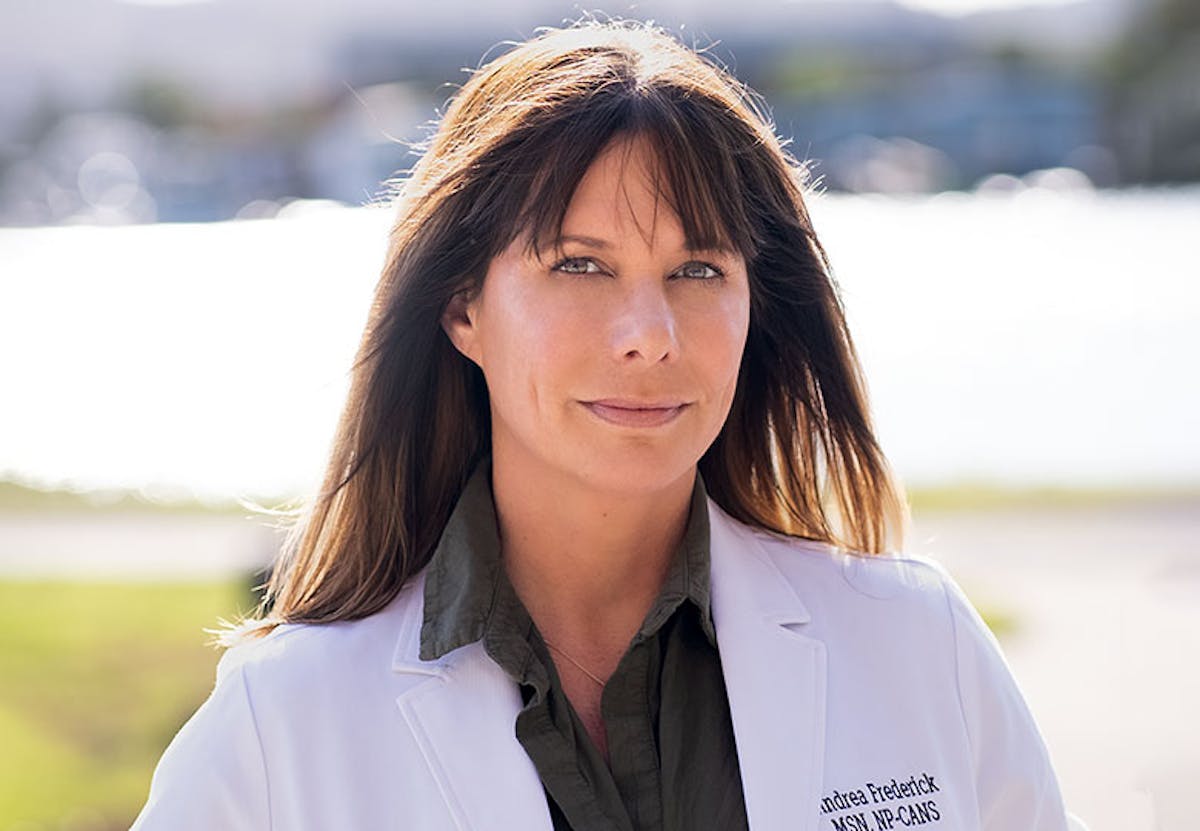 woman in white lab coat botox Andrea Frederick