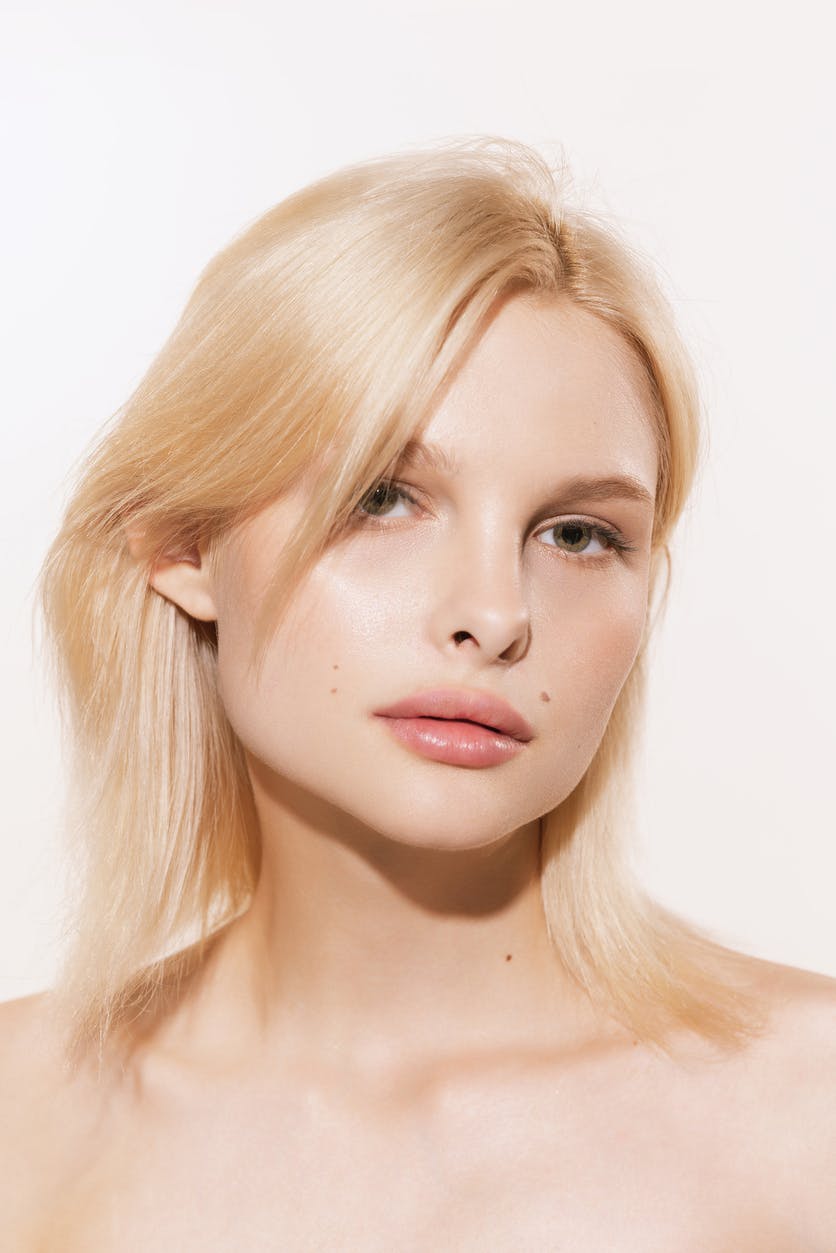 Beautiful Woman relaxed and shoeing a fresh and clear completion