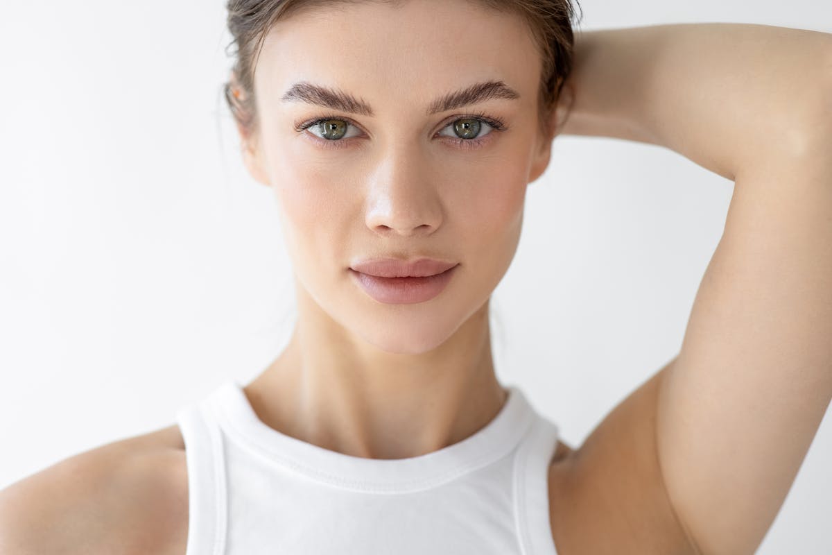 Beautiful woman with hair pulled back