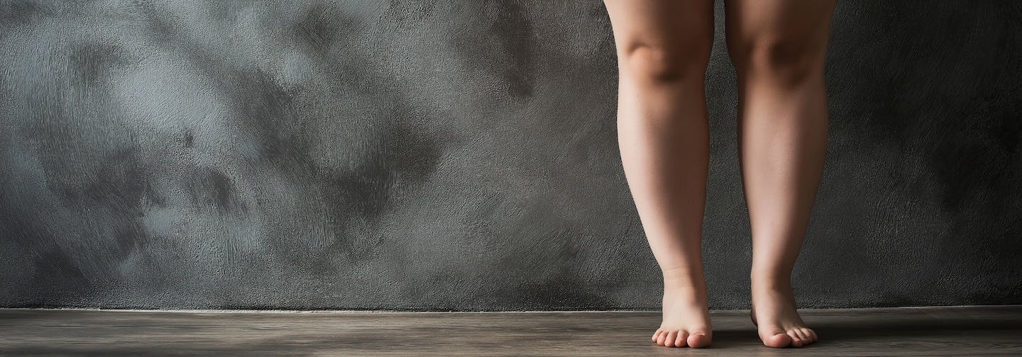 legs in front of studio backdrop