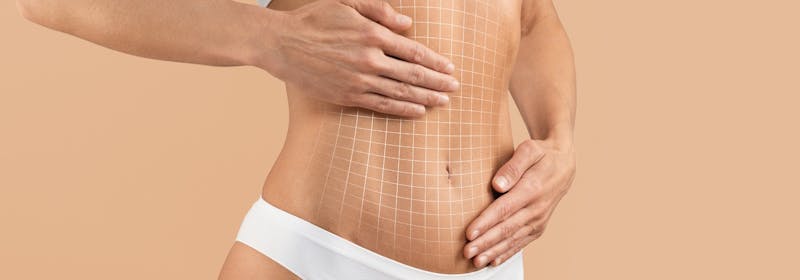 graphic illustration of implied abdominal area toning or contouring