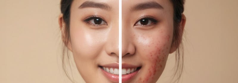illustrative before and after of acne correction