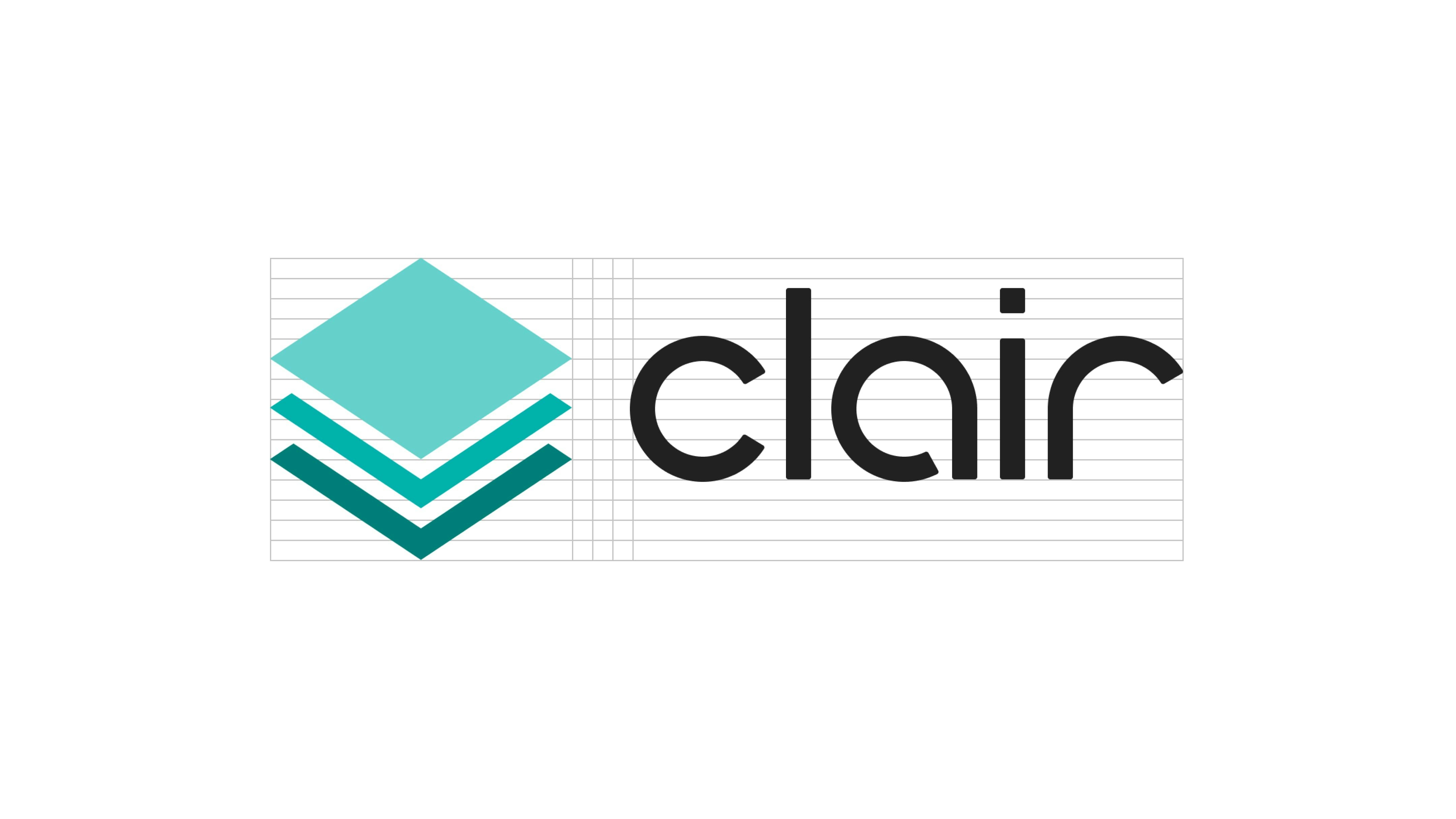 clair logo and lettering in a grid.