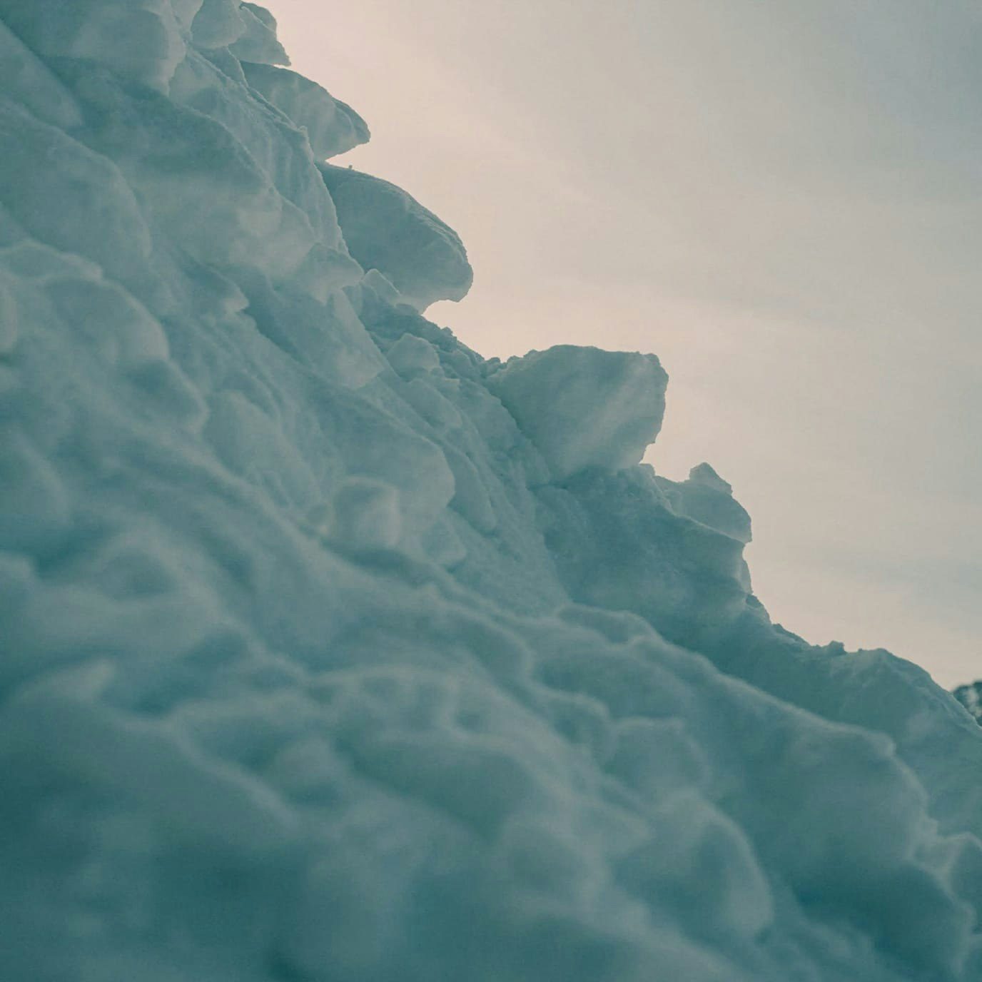A close-up of avalanche snow.