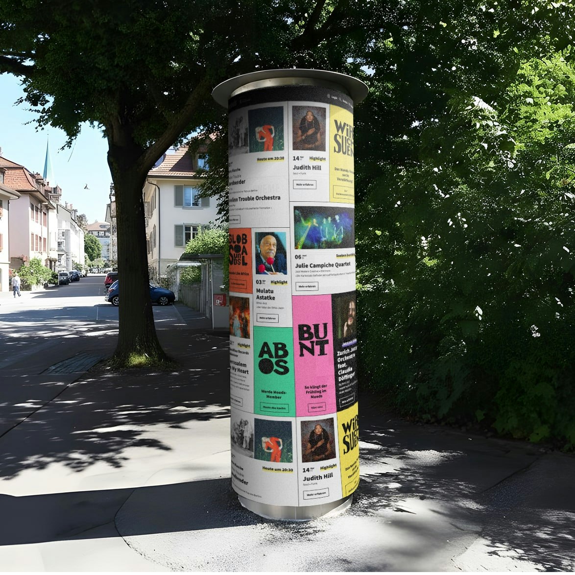 The website on an advertising column to illustrate the visual concept