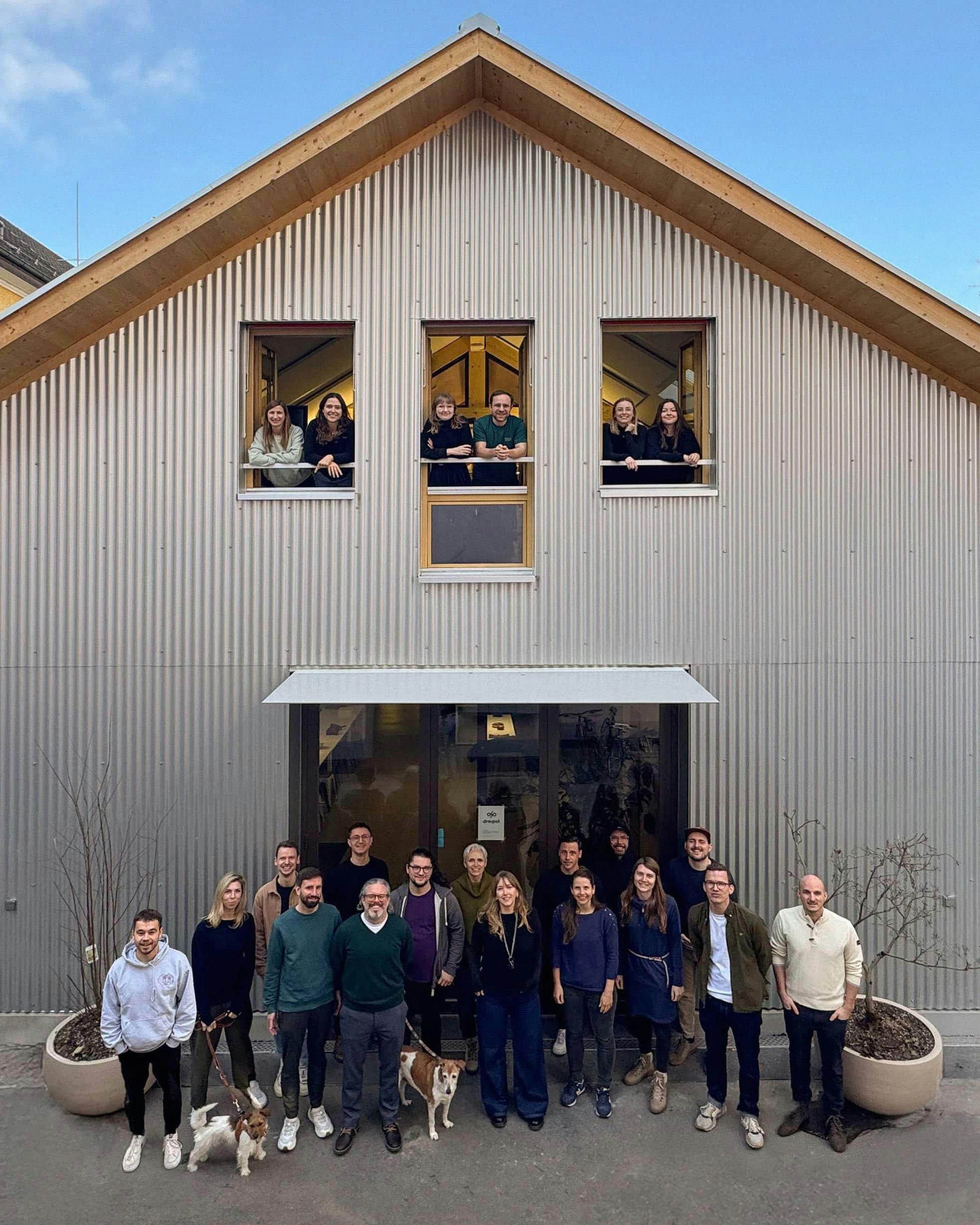Team picture in front of the dreipol office at Langstrasse 113a