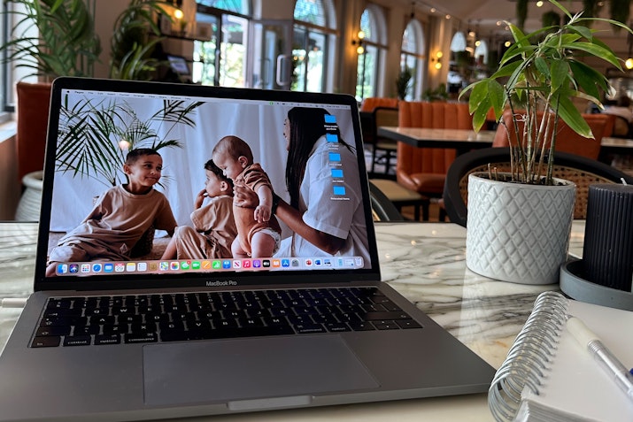 Laptop in a serene workspace.