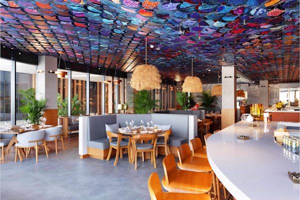 Peruvian inspired restaurant with a colourful aesthetic