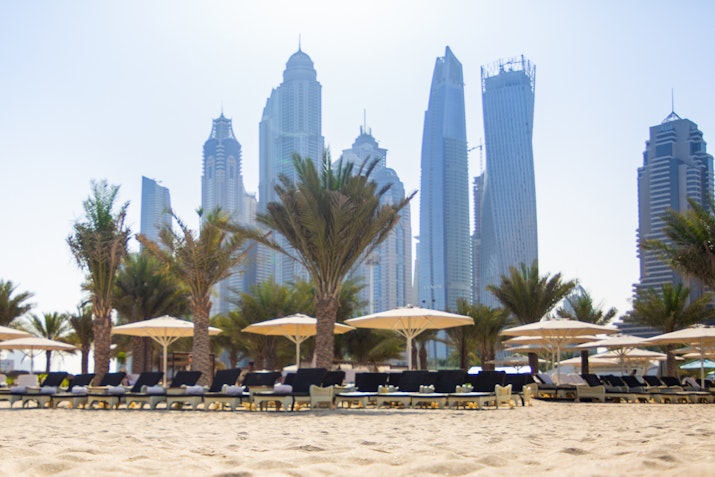 Habtoor Grand Resort, Autograph Collection Large Beach with City Views Enjoy the expansive beach at Habtoor Grand Resort, where pristine sands meet stunning city skyline views, perfect for an Insta shot