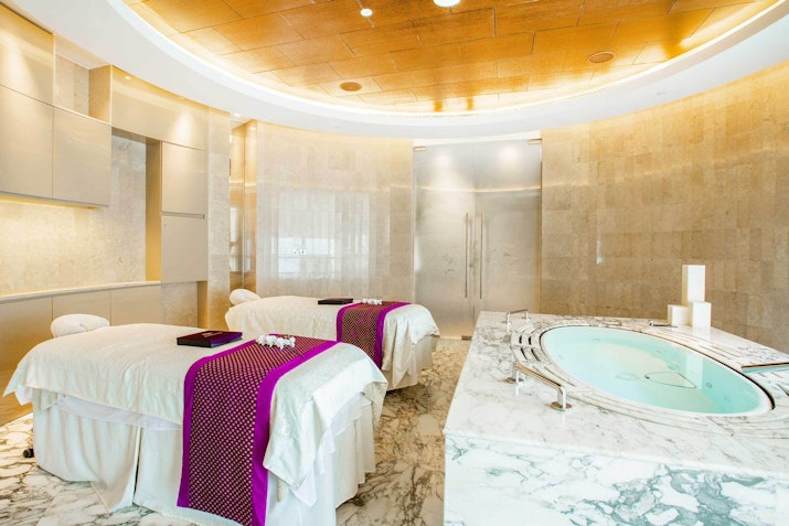 Two beds in the spa with beautifully decorated and relaxing environment