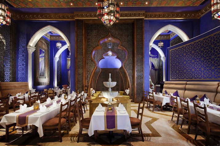 Al Nafoorah, Jumeirah Zabeel Saray Lebanese restaurant offering a luxurious dining experience with authentic Middle Eastern flavors, ornate decor, and a warm, inviting atmosphere
