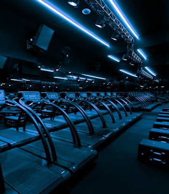 The LAB Studios The SWEAT studio at The LAB, equipped with running machines, free weights, and fitbenches