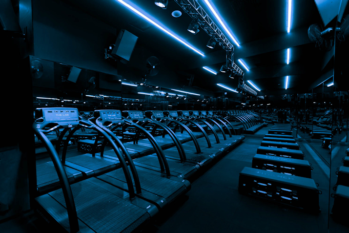 The SWEAT studio at The LAB, equipped with running machines, free weights, and fitbenches