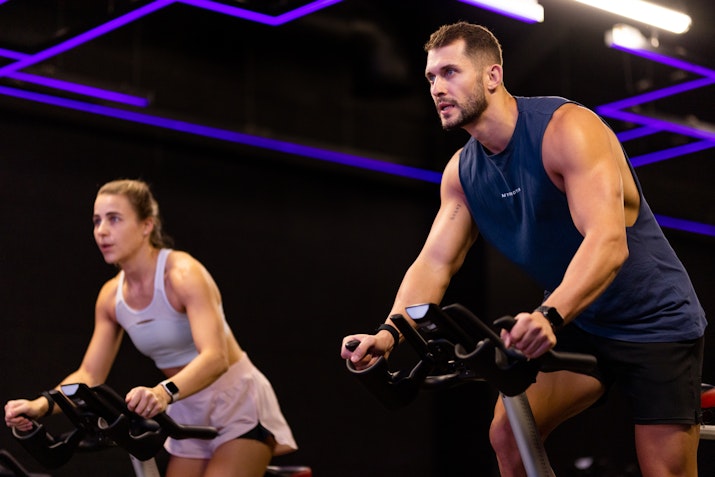 Group fitness class in session, offering a range of workouts included with membership.