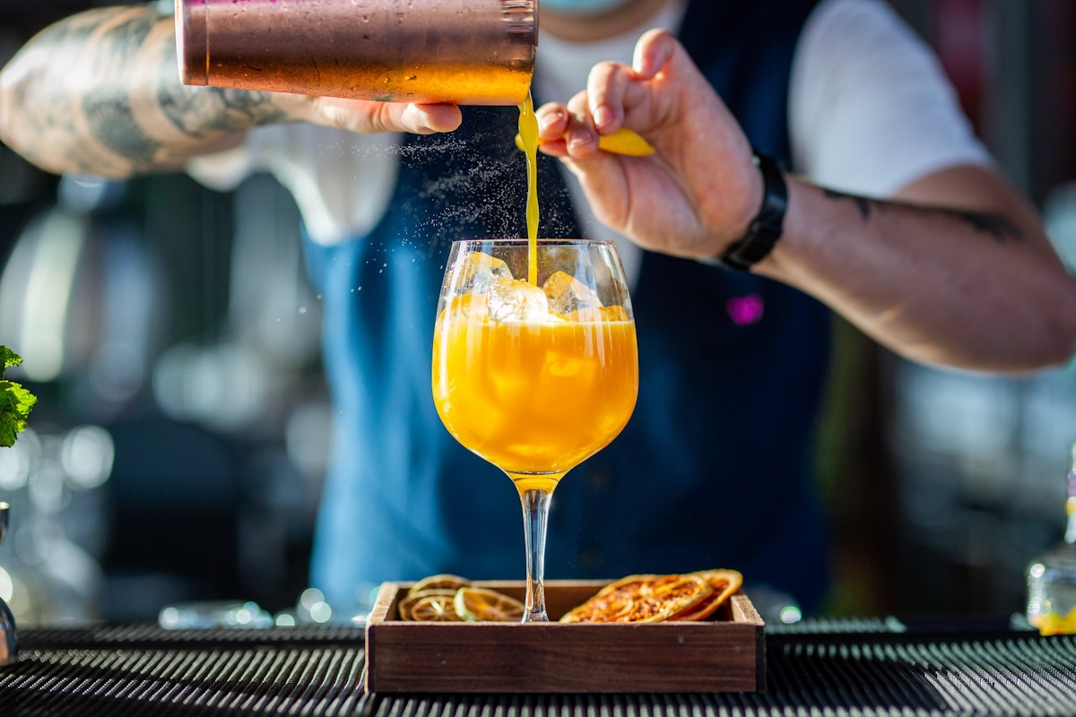 Refreshing citrus cocktail in the making